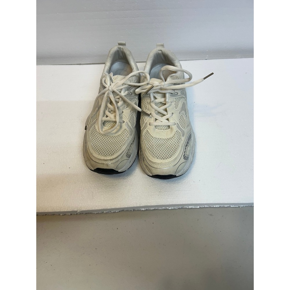 Fashion Sport Chunky Platform Sneakers Cream Silver Mesh Y2K Dad Shoes